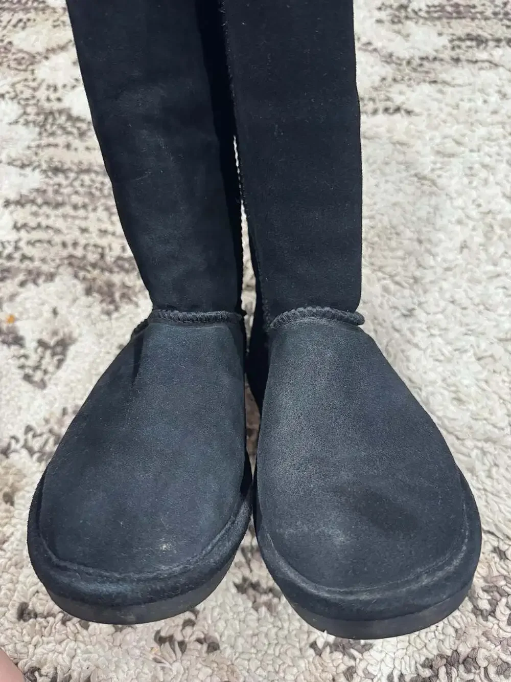 Bearpaw Emma Tall Black Sheepskin Suede Winter Boots Women’s Size 7